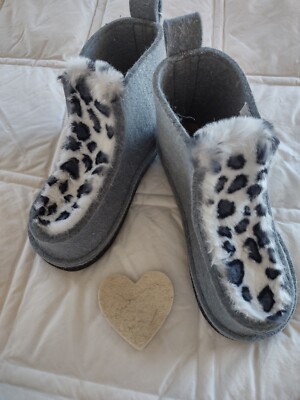 NWT NEW Felters Felt 100%-Wool Bootie Shoe Grey Gray Spots Womens EU 38 L@@K !