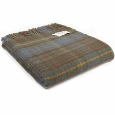 TWEEDMILL 100% Wool Sofa Bed Blanket ANTIQUE HUNTING STEWART TARTAN KNEE RUG
