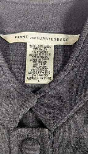 Diane von Furstenberg Wool Blend Dress Black Button Front Men's Size 6 - Picture 6 of 9