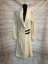 Moda International Women’s Knit Dress Long Sleeve Buckle Trim Milk Color Size S