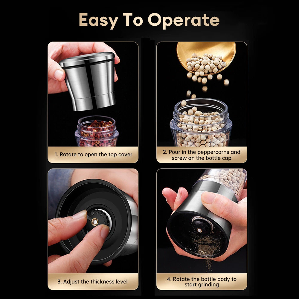 2 in 1 Pepper Grinder Stainless Steel Double-Head Sea Salt Spice Manual Grinder 2 in 1 Pepper Grinder Stainless Steel Double-Head Sea Salt Spice Manual Grinder