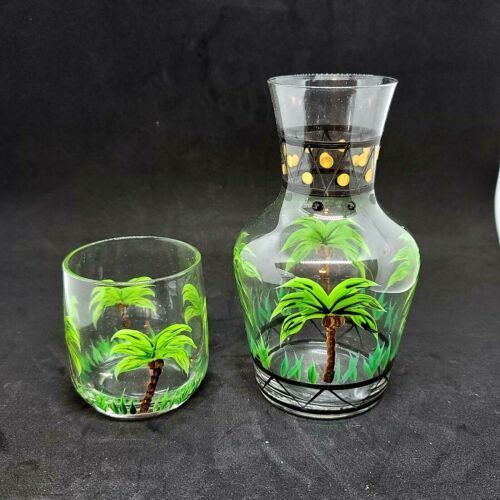 Home Essentials and Beyond Caribbean Palm Night Carafe With Tumbler Glass NIB - Picture 1 of 6