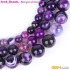 Round Purple Banded Agate Gemstone Beads For Jewelry Making Strand 15" Size Pick
