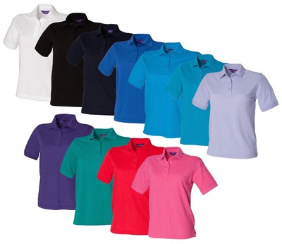 Henbury Damen Poly/Baumwolle Piqu Kissenhüllen SPORTS Polohemd UK Größen 8 - 20