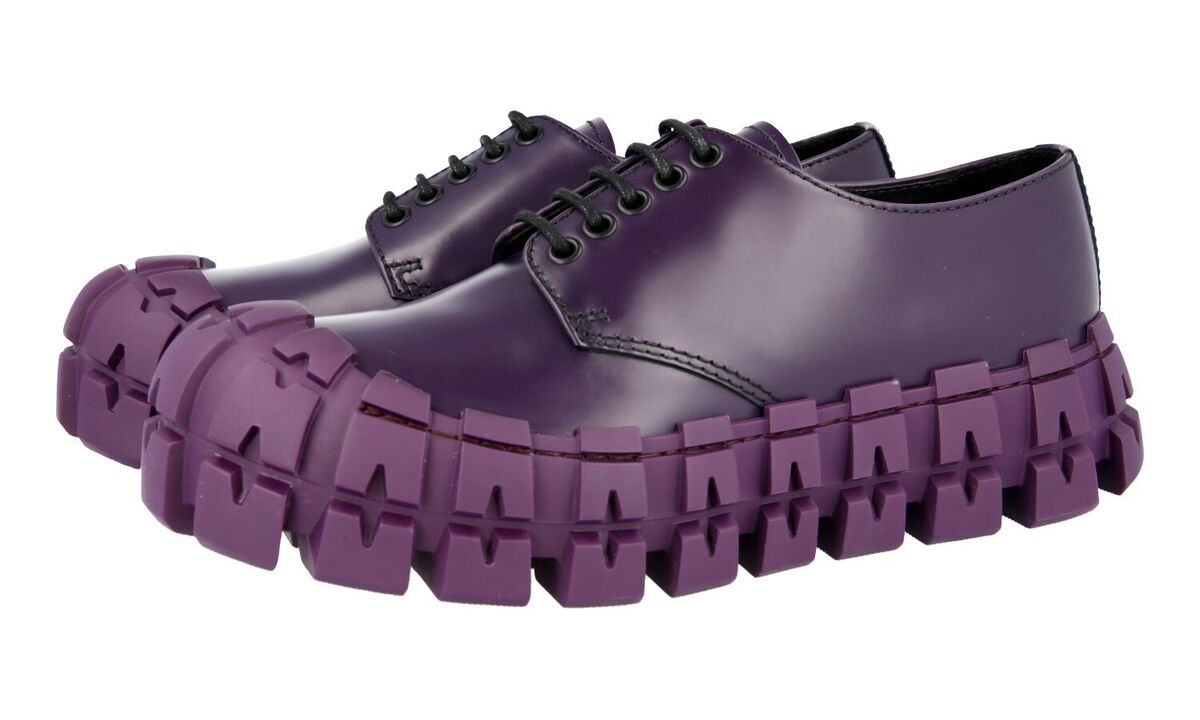 AUTH PRADA TRACTOR SNEAKERS SHOES 2EG292 PURPLE LEATHER NEW AUTH PRADA TRACTOR SNEAKERS SHOES 2EG292 PURPLE LEATHER NEW