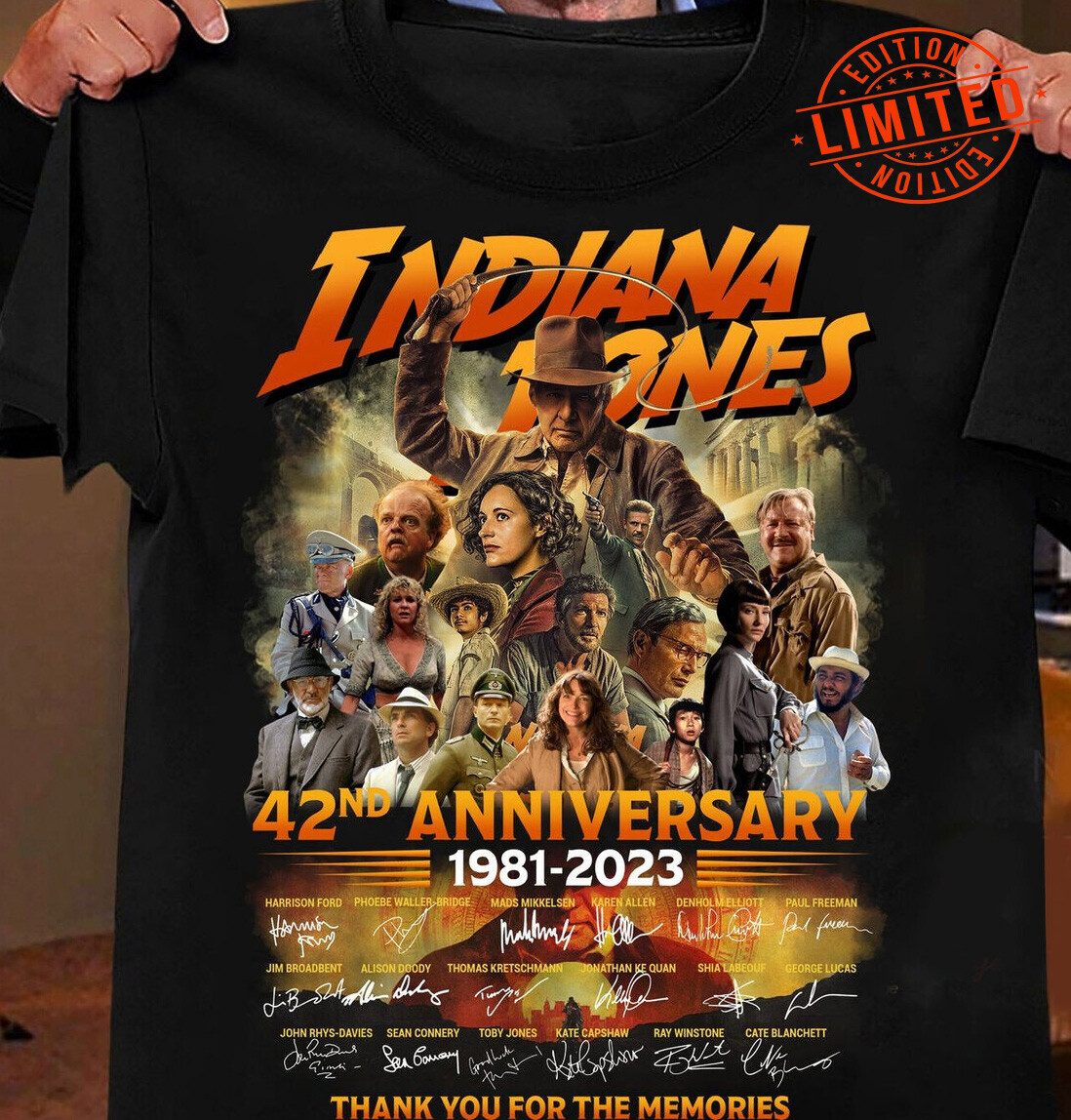 Indiana Jones 42nd Anniversary 1981-2023 Retro Thank You For The Memories T-Shirt
