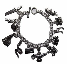 Aladdin  12 Themed Charms Silvertone Assorted Metal Charm BRACELET