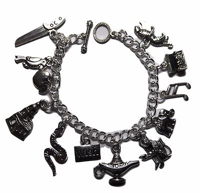 #ad Aladdin 12 Themed Charms Silvertone Assorted Metal Charm BRACELET $11.95