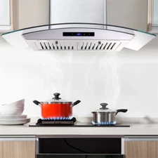 30in Wall Mount Range Hood Tempered Glass kitchen Power Suction Vent 3-Speed New