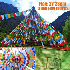 Tibetan Buddhist Prayer Flags 90PC Outdoor Meditation Traditional 11x9 inches