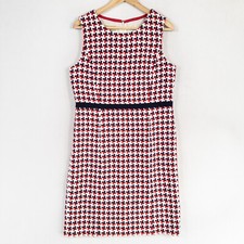 Talbots Sheath Dress Womens Sz 10 Red White Blue Woven Wool Blend Lined Career
