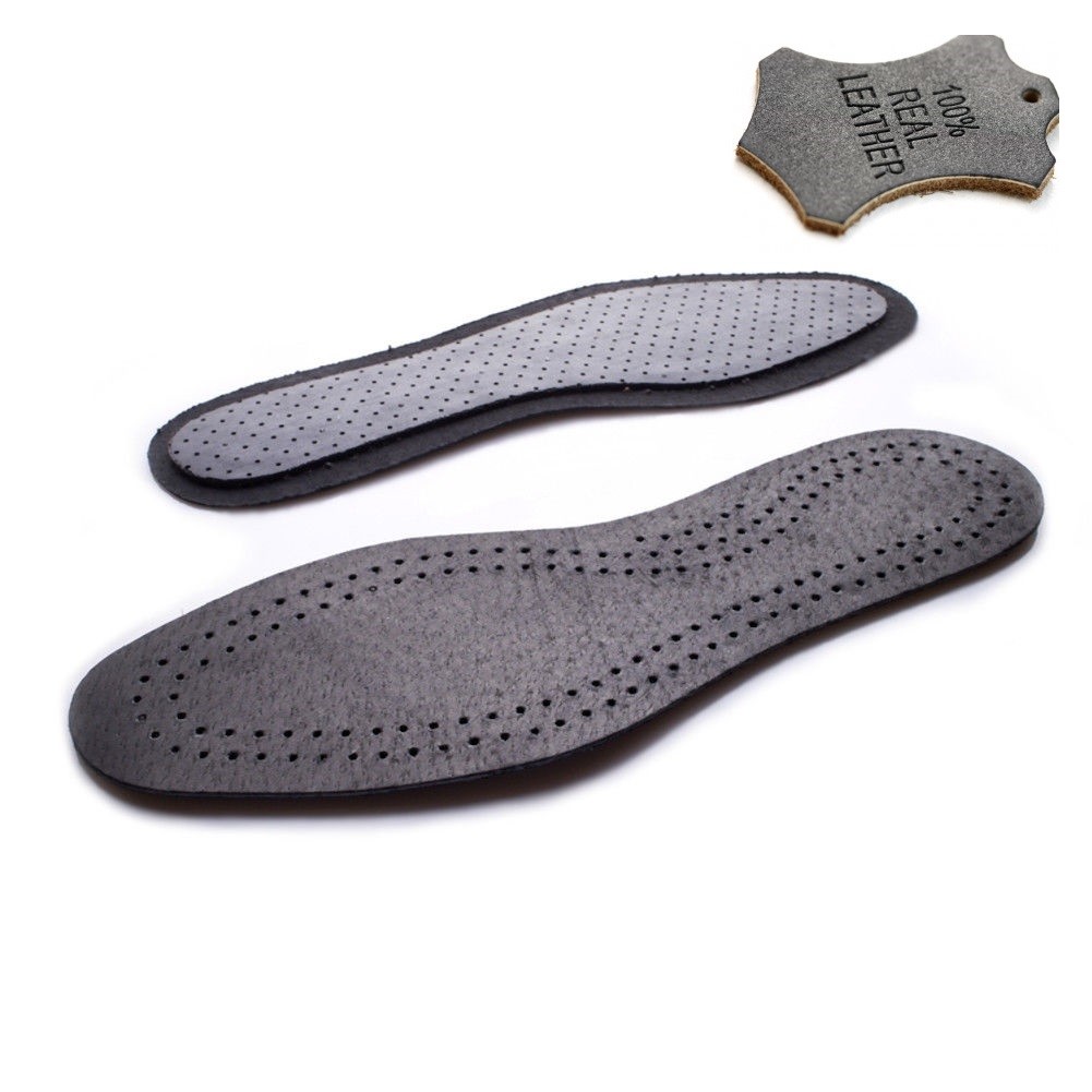 Natural Leather Shoe Insoles Unisex Active Carbon Genuine Inner Sole Black  [82]