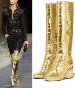 gold high boots