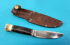 Rare Early Antique Marbles Woodcraft Antler Knife + Sheath Patent Pend c. 1915