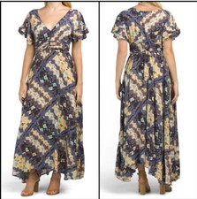 Abel the Label Anthropologie “Ghandi” Maxi Floral Flutter Sleeve Dress SZ M