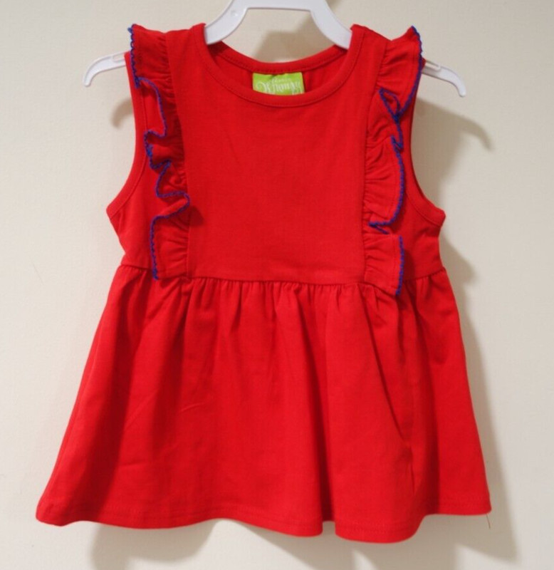 NWT Classic Whimsy Red With Blue Trim Top Girl's Size 8