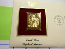 RAPHAEL SEMMES CONFEDERATE CIVIL WAR 1995 1ST DAY ISSUE USPS 22KT GOLD STAMP N2