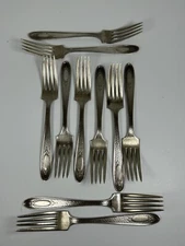 Antique National Silver SEB EPNS Hammered Forks Set 10 Plated No Monogram