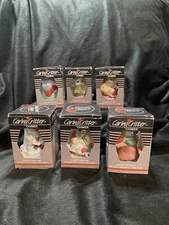 Lot of 6 Vintage Jasco CARING CRITTER Chimer Bisque Porcelain Bell 3" Ornament