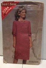 Butterick See & Sew 5244 Sewing Pattern Dress Size B 14 16 18 UNCUT