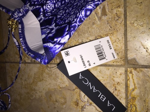 Nwt La Blanca Tangier Tile Neckholder Bandeau Blau Tankini Top Badeanzug Damen 4 - Picture 5 of 5