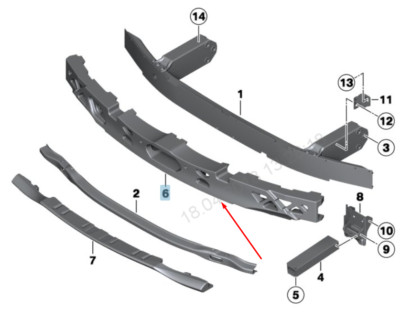 BMW 5 GT F07 Front Bumper Absorber Foam 51117331788 7331788 2015 