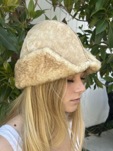 Vintage 70s Shearling Hat Excellent Genuine