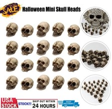 60  Mini Skull Heads Figurines Skeleton Garden Ornament Halloween Party Decor US