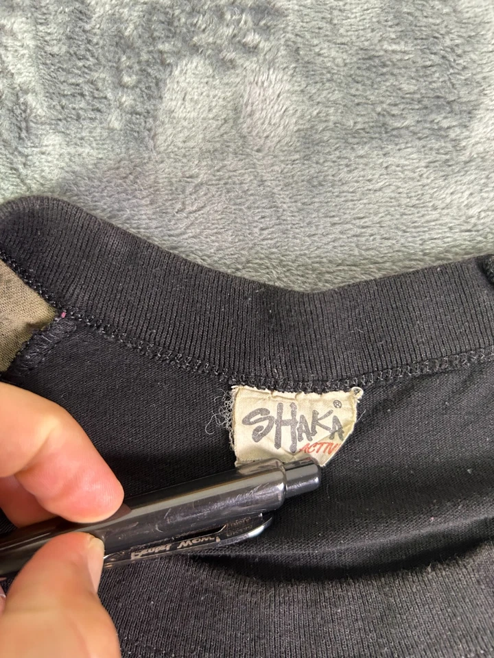 Vintage Y2K Shaka Wear Camo Sleeve American Flag Baseball Tee Raglan 2XL Grunge - Image 2 of 4