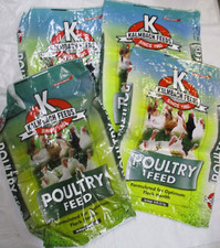4 Empty Poultry Feed Bags - Woven Plastic Crafts Repurposing - Chickens/Turkeys