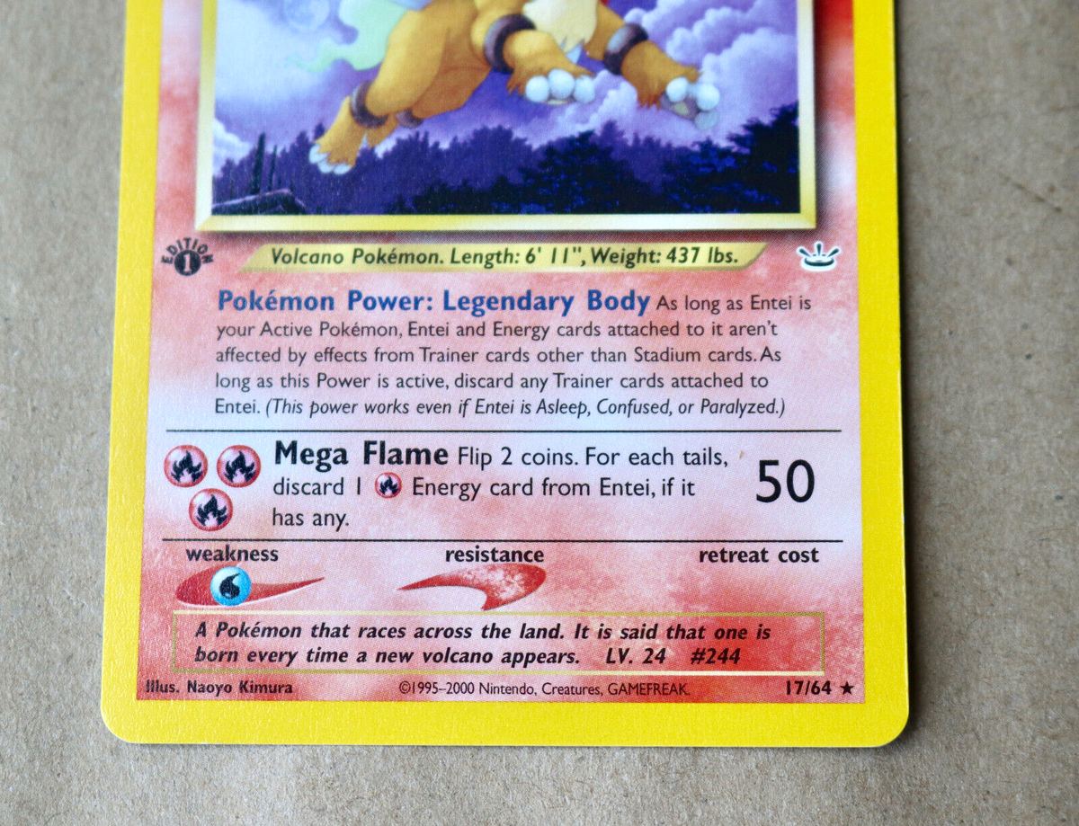 Entei 1st Edition Neo Revelation Pokemon Card 17/64 Non-Holo Entei 1st Edition Neo Revelation Pokemon Card 17/64 Non-Holo