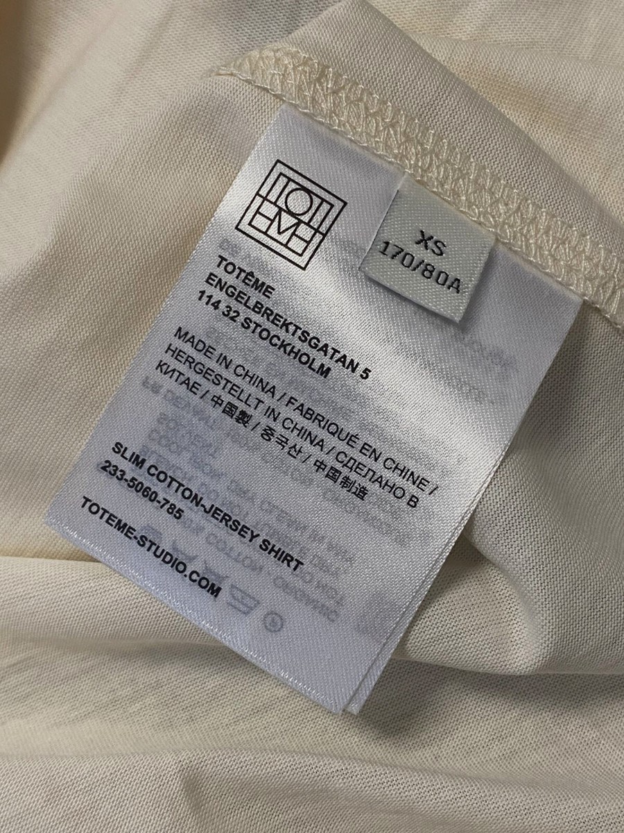 $360 Toteme Women's Ivory Slim Cotton Jersey Button-Up Shirt