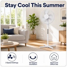 Pedestal 16'' Stand Fan Oscillating Cooling 3 Speed Standing Floor For Home 45W