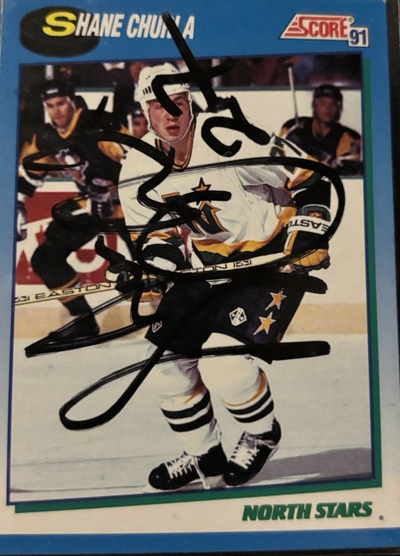 Shane Churla Minnesota North Stars autographed hockey card (1991-92 Pro Set 542)