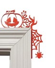 Pumpkin & Cobweb Door Frame Decoration – Halloween Porch Corner Accent