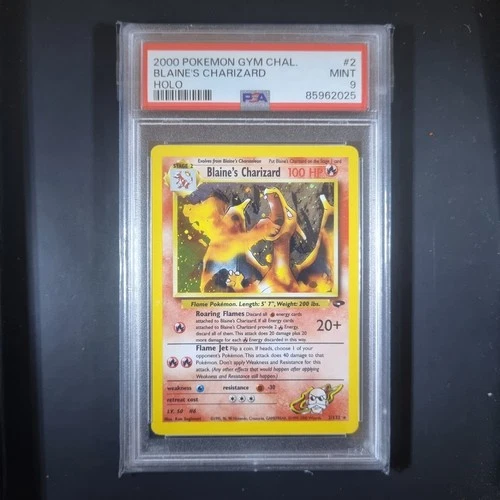 BLAINE'S CHARIZARD PSA 9 WOTC 2000 POKEMON GYM CHALLENGE HOLO 2/132 ERROR CARD