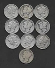 10 MERCURY 90% SILVER DIMES RANDOM DATES MINTS & GRADES