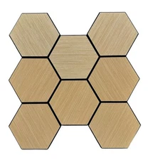 Hexagon 3D Wood Veneer Honeycomb Cutout Wall Decor Panels White Oak 10 pcs