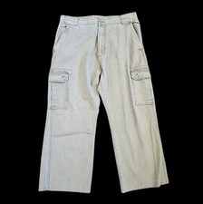 90s Y2K Mens Cargo Pants Baggy Sz 37x26 Short Cropped Womens 14 Straight Leg Tan