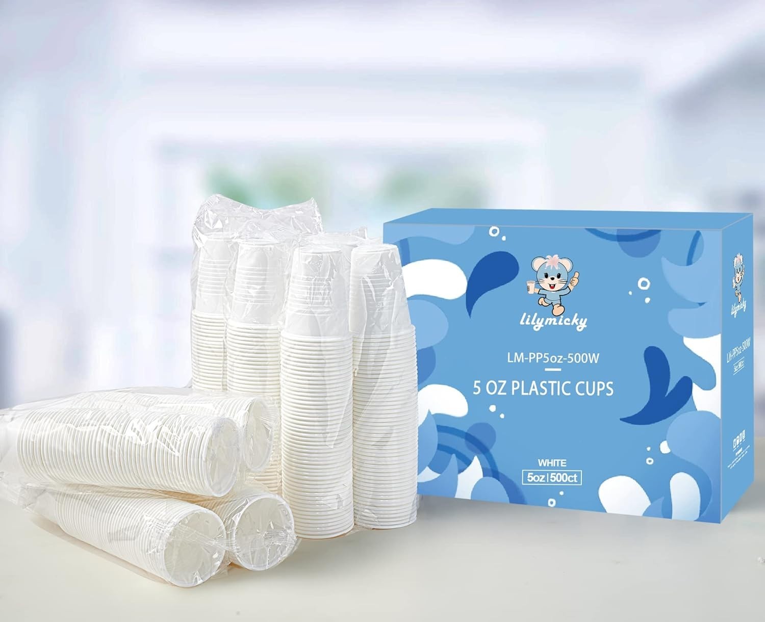 Lilymicky 500 Pack 5 oz Disposable Plastic Cups, Small Plastic Drinking White