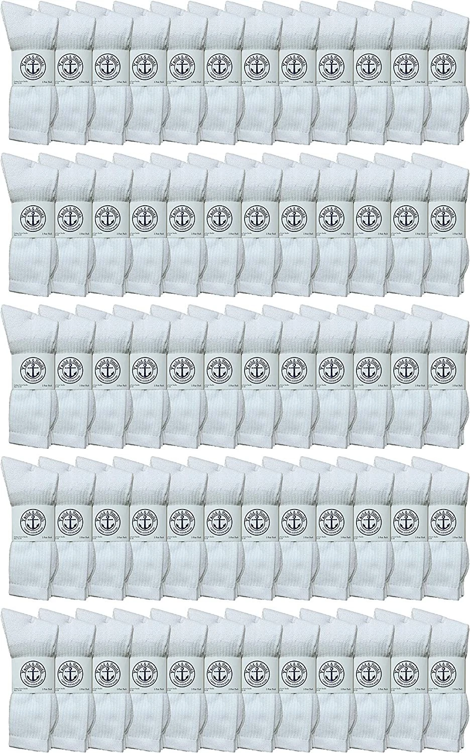 240 PK of Men's King Size Premium Cotton Crew Socks White, 13-16 Mens Crew Socks