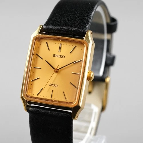SEIKO Vintage 1997 7N01-5180 Men's Watch Gold 26mm New Battery New Leather Band