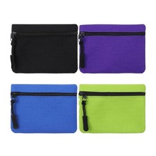 4 Pieces Wear Resistant Canvas Small Coin Purses with Zippered for Essential