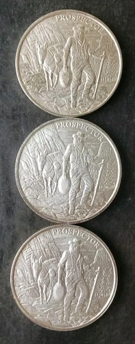 Lot of Three Provident Metals 1oz Silver Prospector Rounds