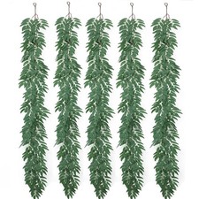 5 Packs 390" Artificial Vines Willows Garland Fake Vine Italian Ruscus Silk G...