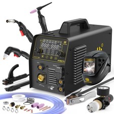 6 IN1 MIG Welder Gas/Gasless MIG/Cut/HF TIG/Spot/STICK Welding Machine 250A 230V