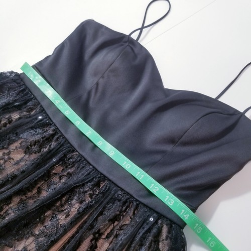 JS Collections Women size 10 Black Sateen Lace Sequins Black Cocktail Mini Dress - Picture 6 of 13