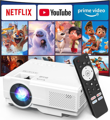 Smart Mini Projector with Netflix, 1080P, WiFi, Bluetooth, 50% Zoom