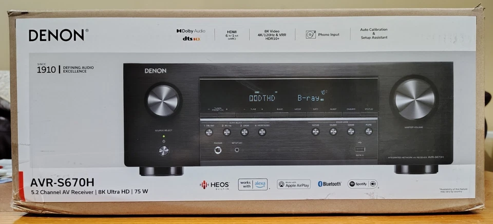 Denon AVR-S670H 75W 5.2-Ch 8K Home Theater Receiver - Brand New & Sealed in Box - Image 4 of 4