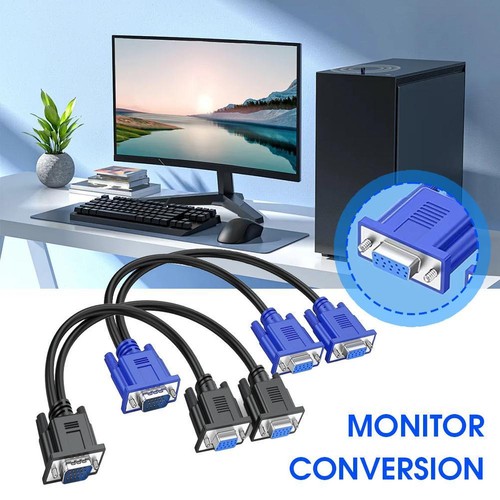 1 PC to 2 Way VGA SVGA Monitor Y Splitter Cable Lead Female TFT LCD 15Pin S2F2 - Picture 4 of 14